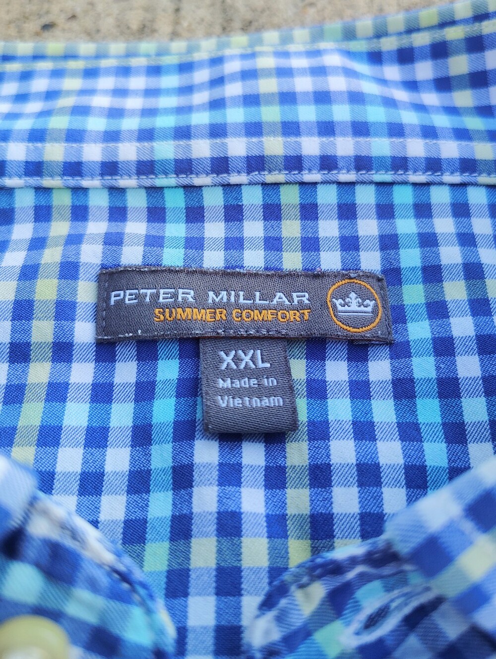 Peter Millar Summer Comfort Shirt Mens XXL Gingham Plaid Performance Button Down